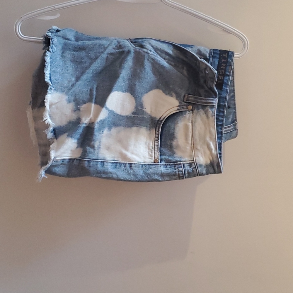 Vintage Denim Mom Shorts with Bleach Detailing